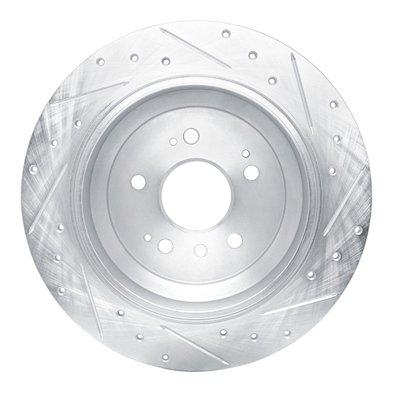 Honda Pilot Brake Rotor (1) - Rear Left - R1 Concepts - Drilled & Slotted - Silver - `16-`25